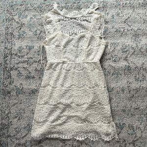 Cream lace high neck dress